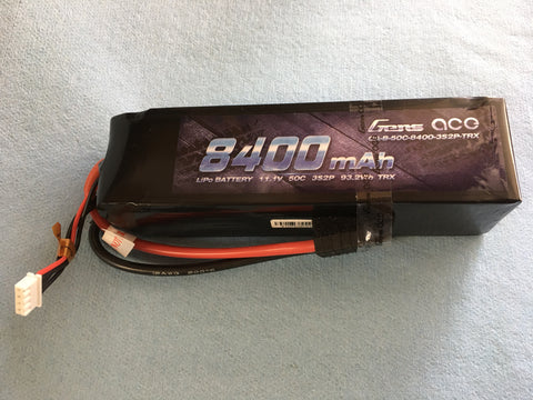 Gens Ace 8400MAH 11.1 50C 3S2P Lipo with Traxxas Connector