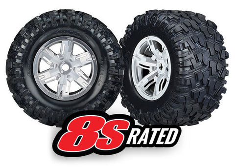 TRA7772R Tires/Wheels Assembled/Glued X-Maxx 8S Rated (2) satin chrome