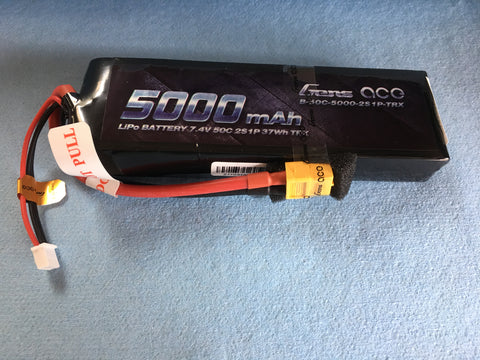 Gens Ace 5000MAH 7.4 50C 2S1P Lipo with XT60 Connector